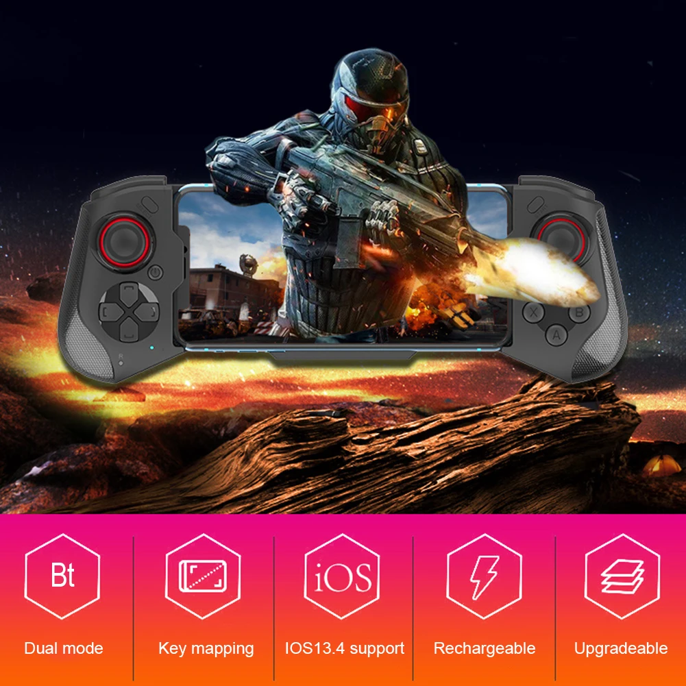 Gamepads Bluetoothcompatible Gamepad لنظام iOS Android لعبة عصا عصا التحكم PUBG اللاسلكية وحدة تحكم التلسكوبية