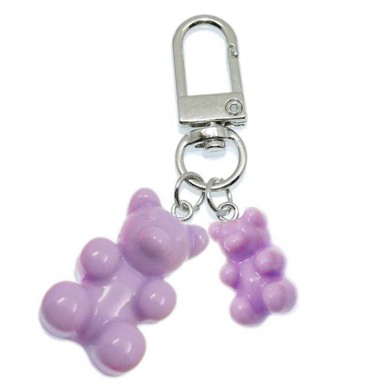 Kluczowe pierścienie Mschengdoris Trendy Candy Kolor Śliczny i mały niedźwiedź wisiorek Prezent kluczy dla kobiet mężczyzn dla dzieci Para torba Worka Hurtowa 240412