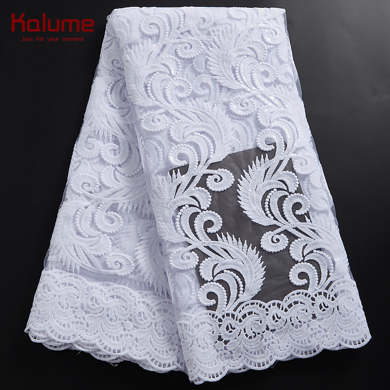 Kalume African Tulle Lace Fabric Bordado Bordado de alta qualidade Nigerian French Lace Fabric 2021 Para Casamento de Festas de Casto para Casamento DIY F2340