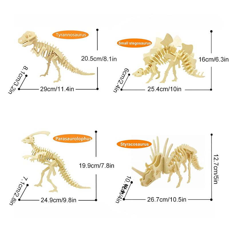 Dinozaur drewniany model puzzli 3D dinozaur