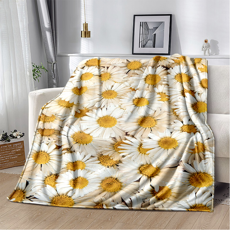 HD Nordic Daisy Sun Flowers 3D Blanket,Soft Throw Blanket for Home Bedroom Bed Sofa Picnic Travel Office Rest Cover Blanket Kids