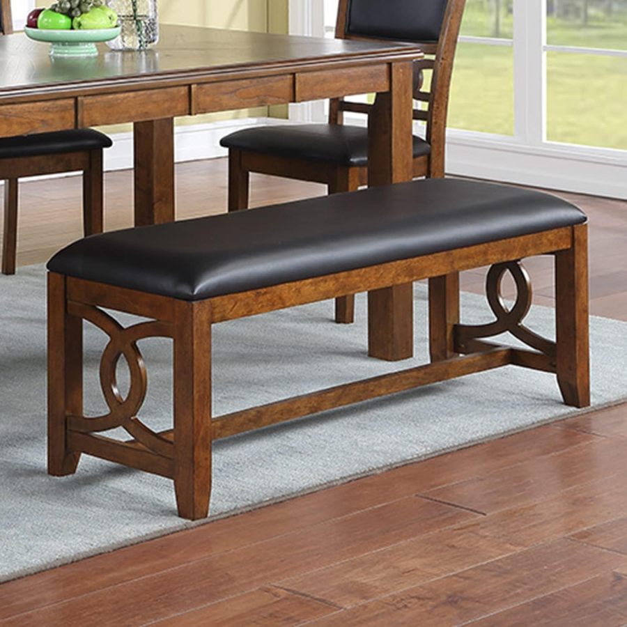 Contemporary Dining Set Table w 4x Side Chairs And Bench Walnut Finish Unique Design Rectangular Dining Table Dining Room