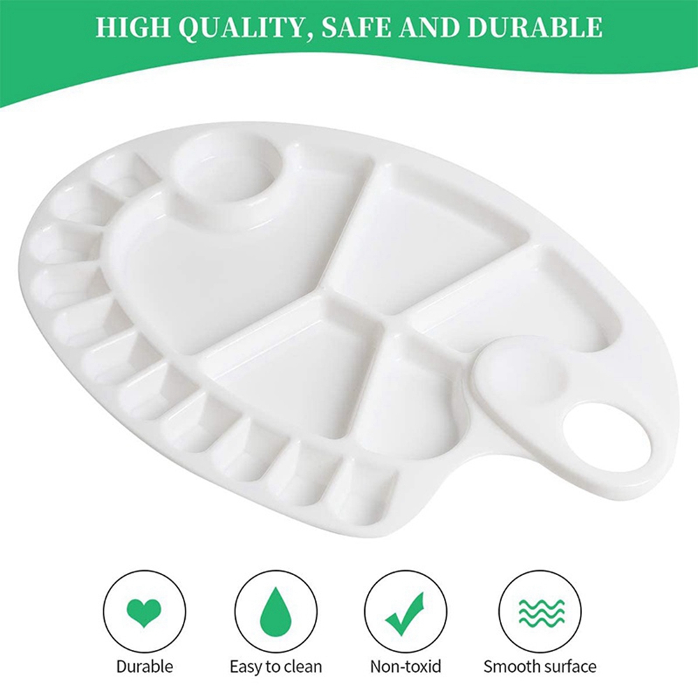 Durable Practical White Oval Plastic Paint Tray Watercolor Pigment Pallet for Artist Multifunctional Drawing Palette