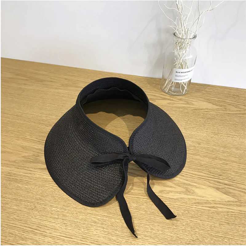 Visors Wide Brim Hats Bucket Hats New Summer Fashion Sunscreen Hat Bowknot Ladies Travel Leisure Beach Empty Top Hat Lovers Beach UV Protection Outdoor Hat 240412