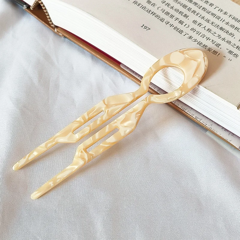 U-shaped Hairpin Female Meatball Head Artifact Coiled Hair Inserted Comb Acetate Hairpin Headwear Retro Hairpins Gifts