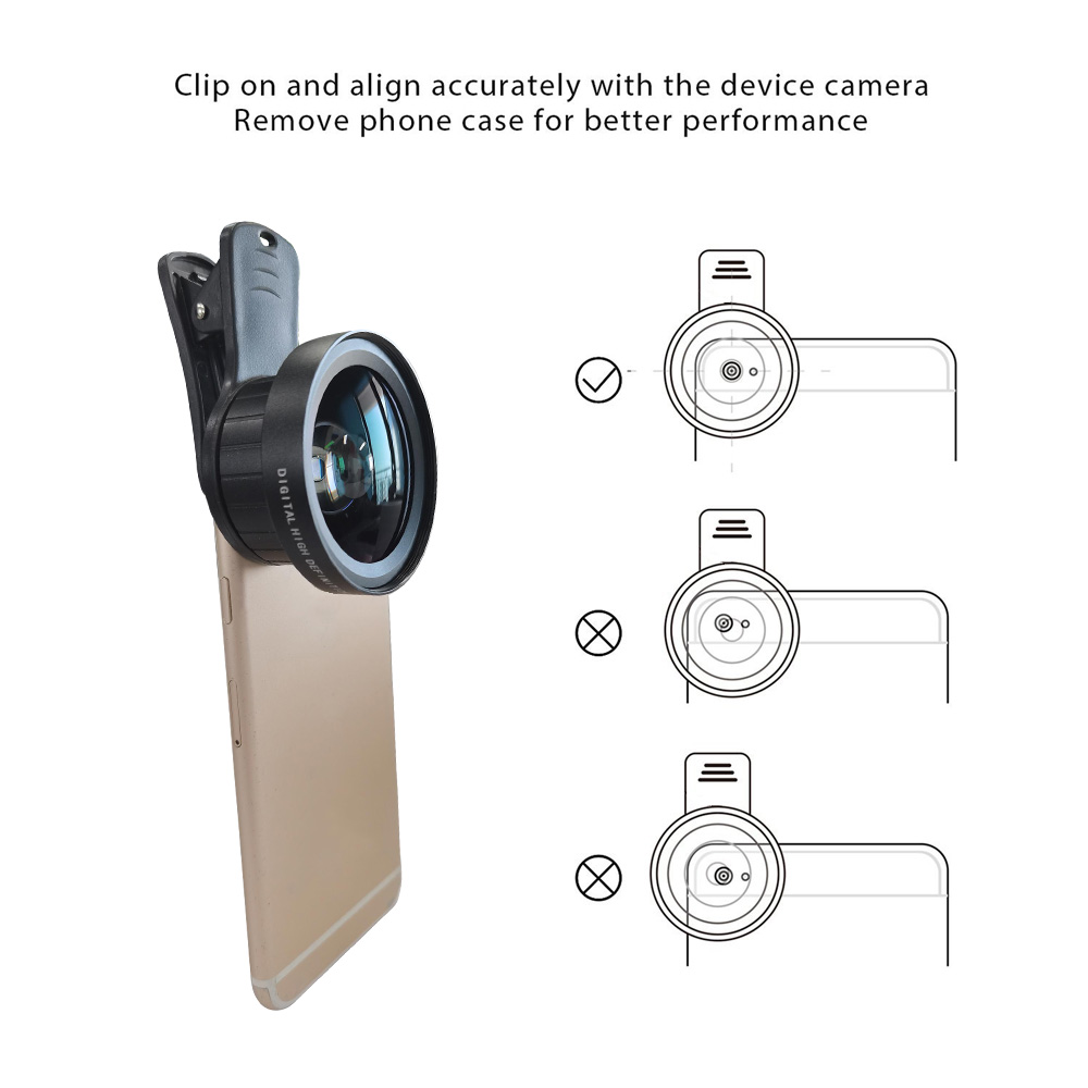 Anjielosmart 2 i 1 Professionell HD -telefonkamera Makrolins Universal Clip Phone Camera Lens för iPhone Samsung Smartphone