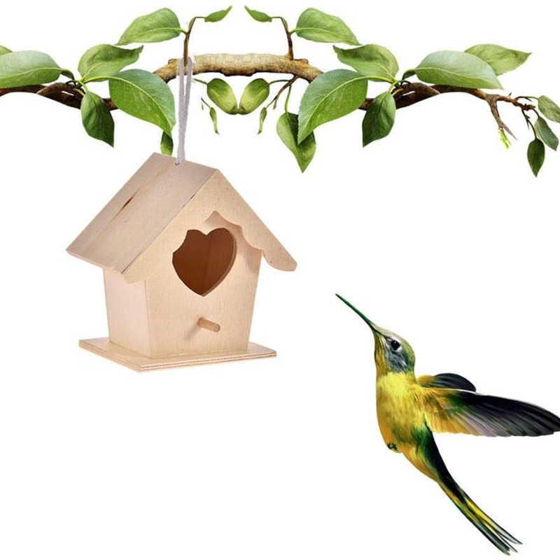 Bluebirds House Solid Wood Birdhouse Hanging Nice Bird Nest Designed with Entrances and Perches for Small Birds Y5GB