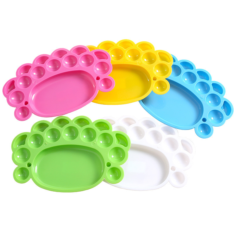 Footprint Shape Plastic Palette Art Painting Storage Paint Tray Box For Art Painting Supplie Tools