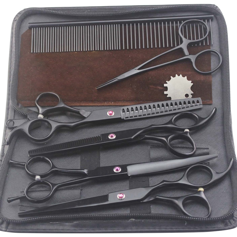 Pet Grooming Scissors Set Professional Dog Shears Hair Cutting Thinning Curved Scissors