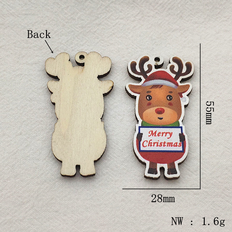 Nouvelle arrivee!Wood Charm coloré Traw Pendo pour les pièces de boucle d'oreille de Noël faites à la main