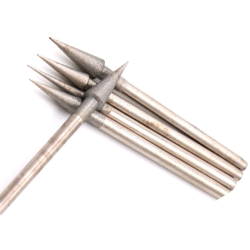 Cone Rotary Tapered For Head Diamond Grinding Bits Burrs Metal Stone Lapidary Tools Bit Universal Carving Fitment 0.6 0.8 1~4mm