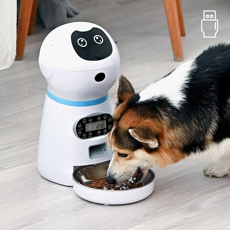 UK plug/USB Automática alimentación de mascotas de mascotas inteligente Máquina de alimentación cuantitativa de la máquina de alimentación de gato y alimentación de perros