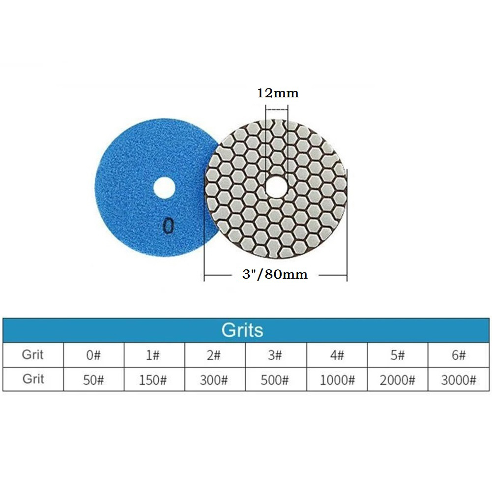 3 Inch Diamond Polishing Pad Dry Use Flexible Sanding Disc Resin Bond For Granite Marble Stone Grinding 50-3000 Grit