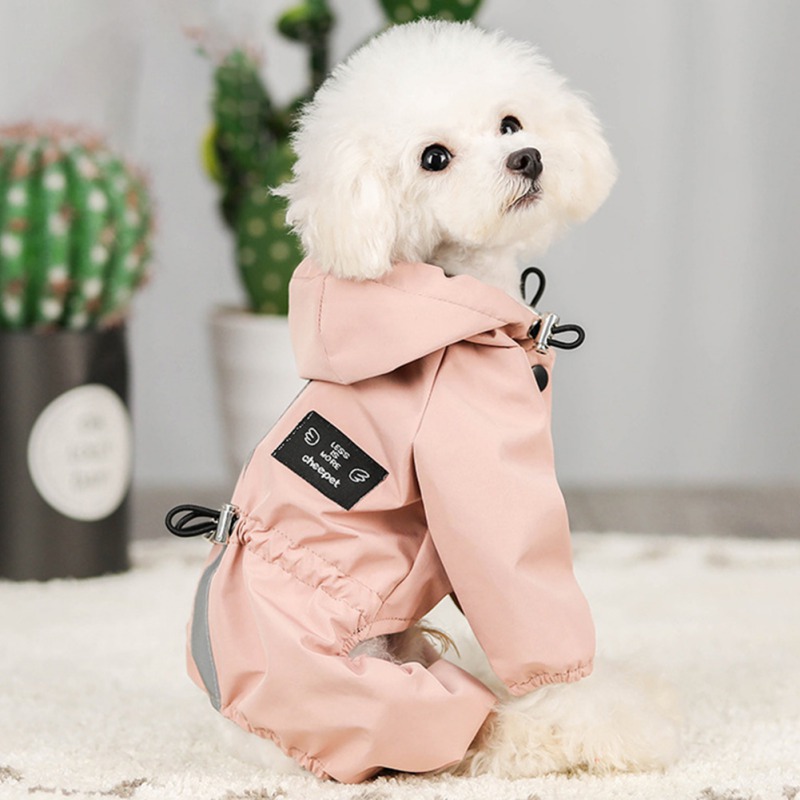 Waterproof Reflective Pet Raincoat Outdoor Solid Color Hard Dog Coat Simple Warm Pug Hoodie Breathable French Bulldog Clothes