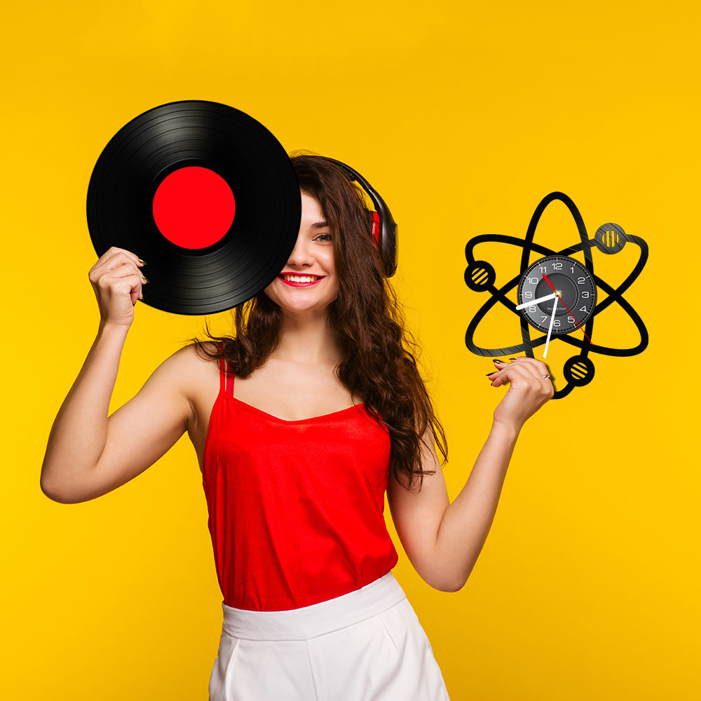 Chemisch experiment teken vinyl LP Record Wall Clock Science Atom Science Artwork School Klaslokaal Decor Chemie Leraar Geschenk