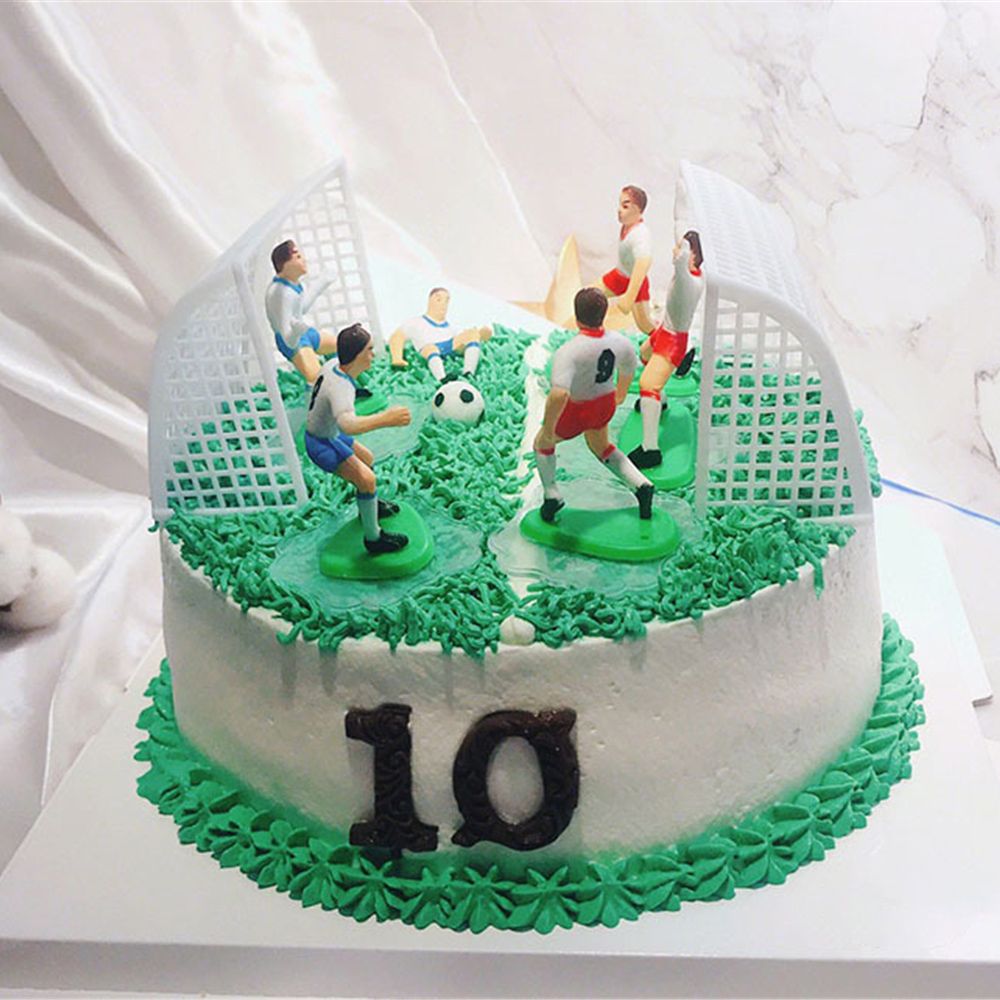 Juego de 9 figuras Toppers de fútbol para pastel de cumpleaños y cupcakes Toppers de pastel de bricolaje suministros de decoración de pasteles divertidos