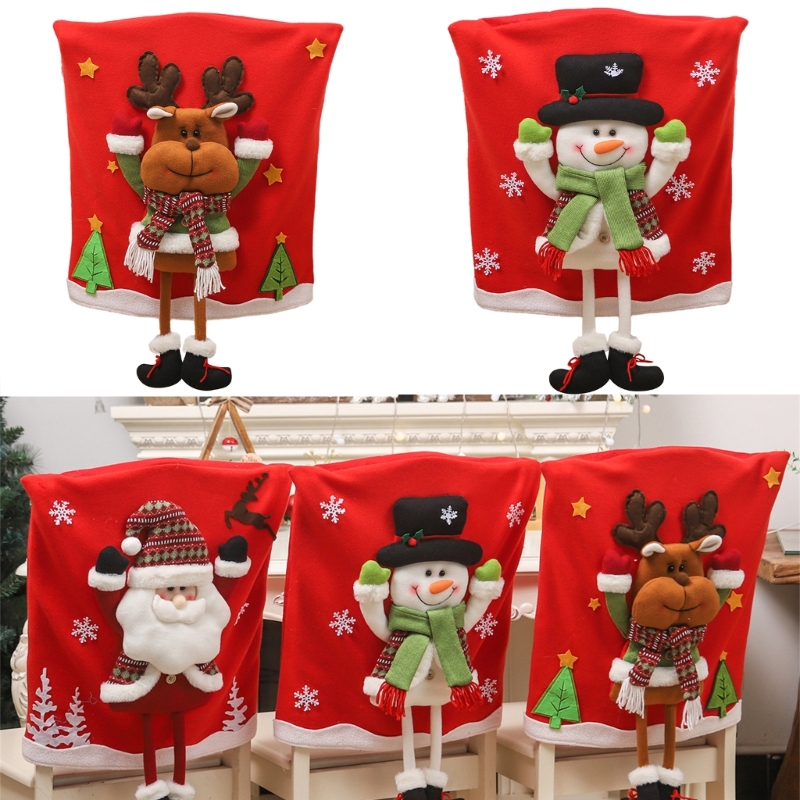 Julstol Back Cover Santa Home Decor Forxmas Holiday Stol täcker G2AB