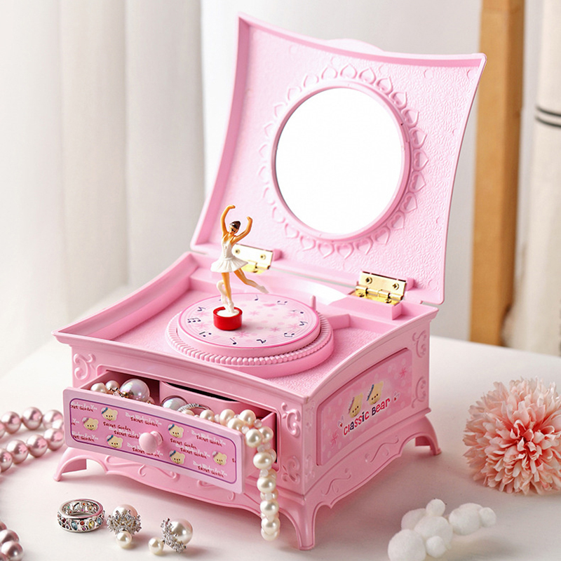 Classic Rotation Dancer Ballerina Piano Music Box Clockwork Boîte en plastique Boîte de bijoux en plastique Girls Mécanisme musical Crank Cadeau de Noël