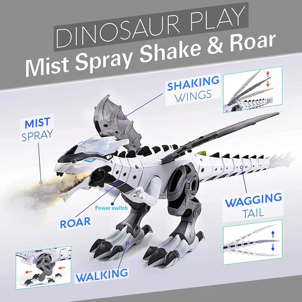 Animali elettrici/RC di grandi dimensioni 47 cm a piedi elettronico Dinosauro Roar Flash Robot Education Game Console Giocattolo bambini Toydl2404