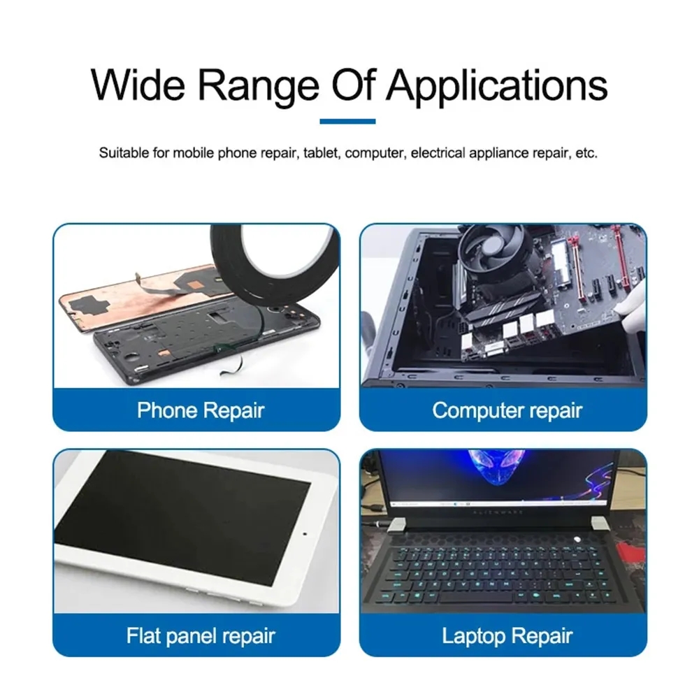 2-5 mm 10m svart stark självhäftande bandrulle för iPad-surfplatta LCD-pekskärm Glasram Back Cover Reparation Dubbel sidolim