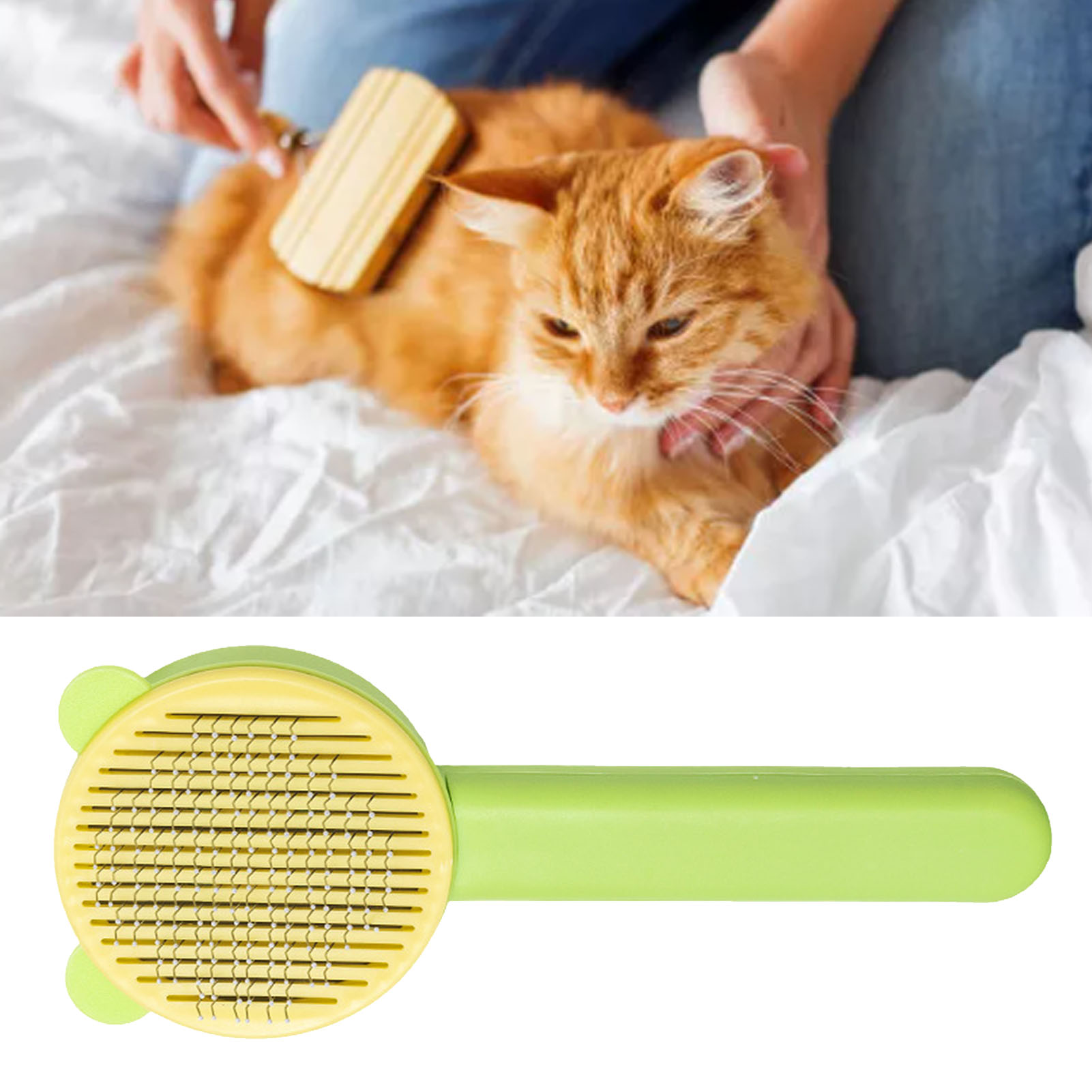 Pet de toilettage Peigne 60 ° Brosse de cheveux auto-nettoyage à aiguille à glis