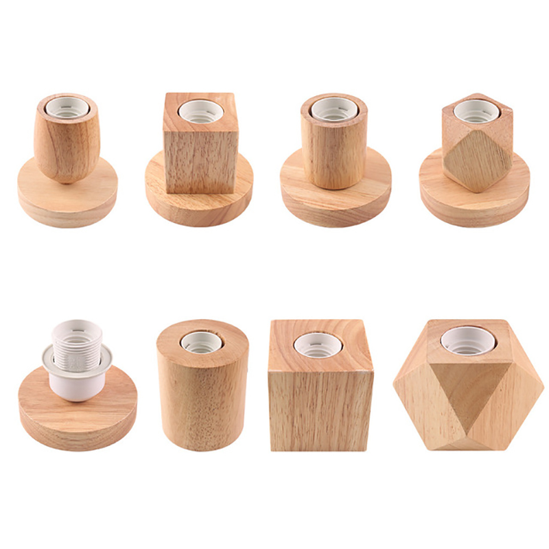 moonlux Solid Wood Table Lamp Base Wooden Lamp Holder With Switch Line Simple Night Light Holder for E27 ScrewNo Bulb