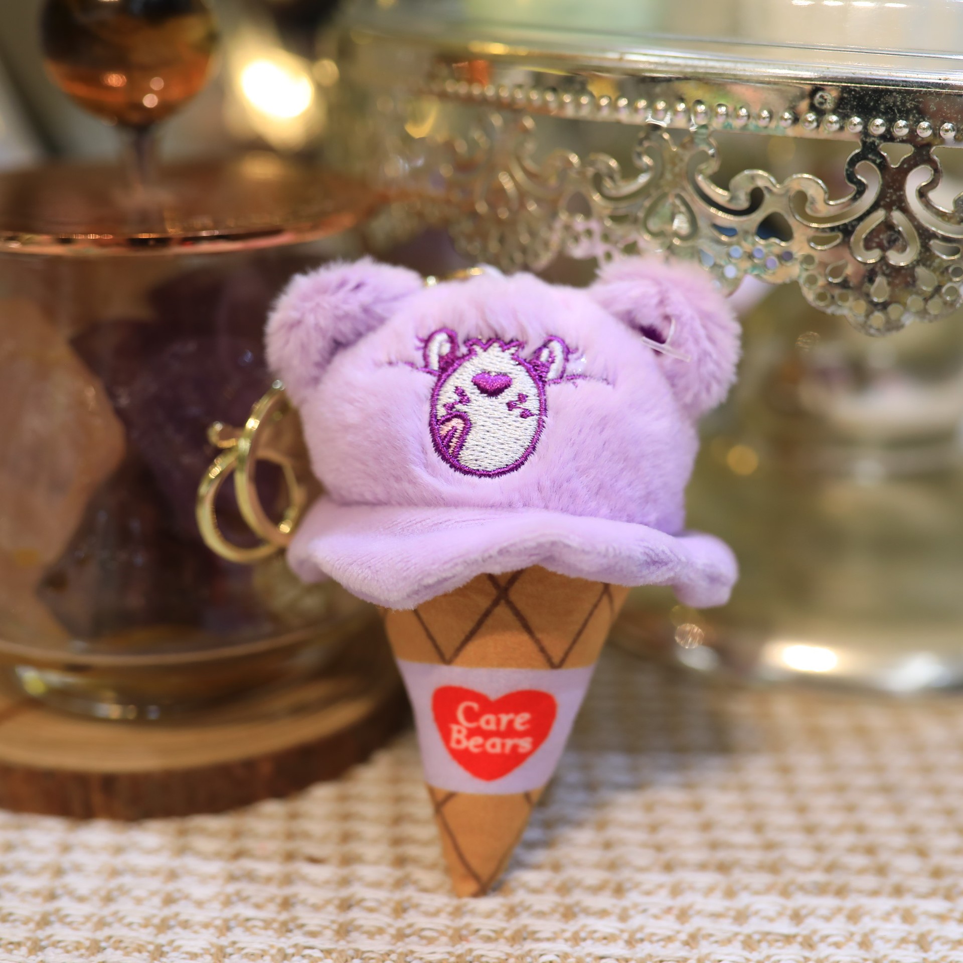 かわいい4インチアイスクリームベア10cm人形マシングラブマシンドールドールぬいぐるみ虹色のアイスクリームペンダントカップル少量ギフト人形バッグペンダント