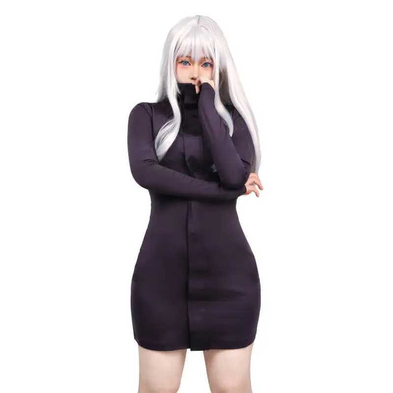 Anime -Kostüme Wenam Gojo Satoru Cosplay Männer Uniform Halloween Kostüme für Frauen Cosplay dehnbarer Stoff lila sexy Kleid mit Brille Set 240411