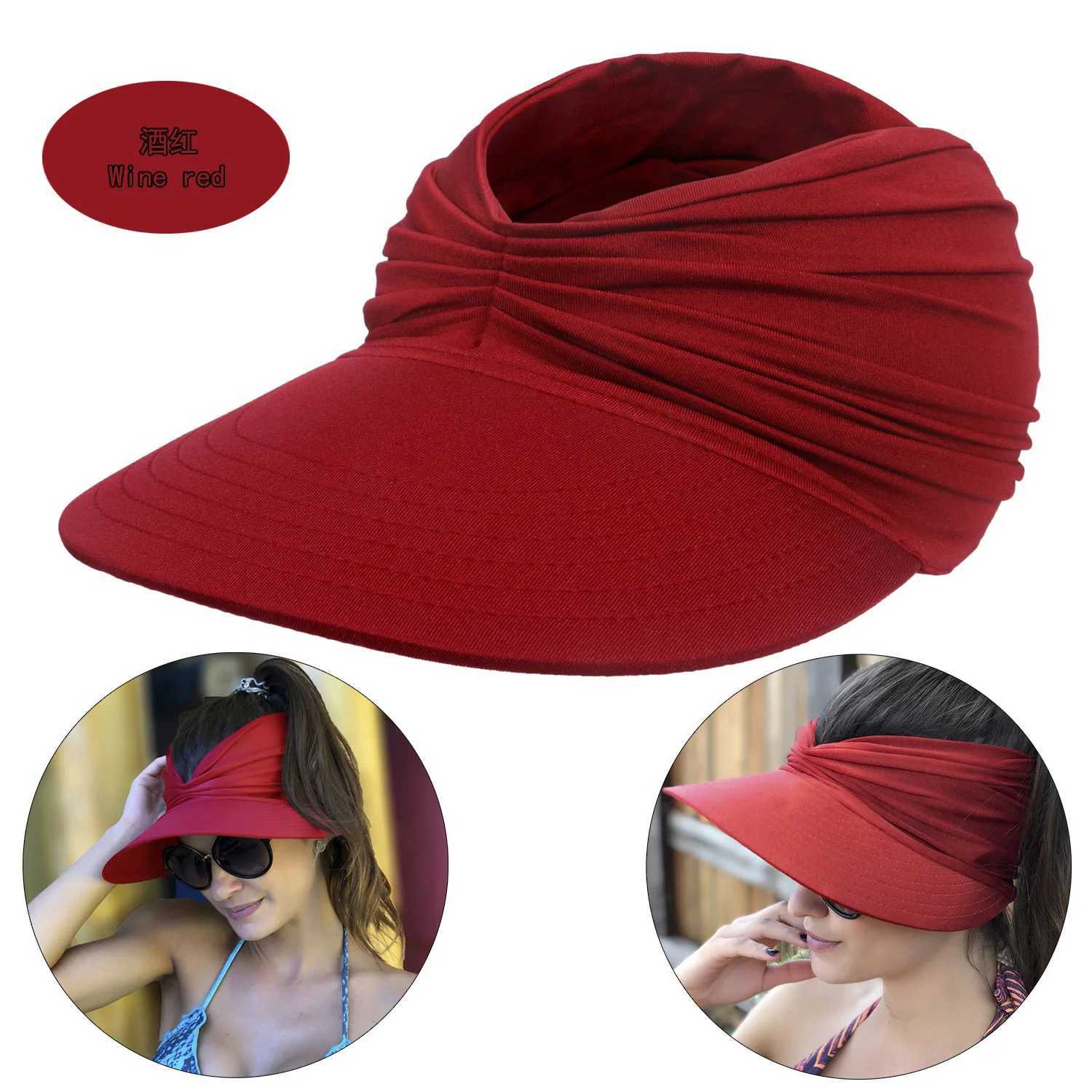 Visir Wide Brim Hats Bucket Hats Women Empty Top Sun Hat Female Luxury Brand 2023 New Beach Summer Outdoor Sport Baseball Visor Caps Parent-Child Sun Hat 24412