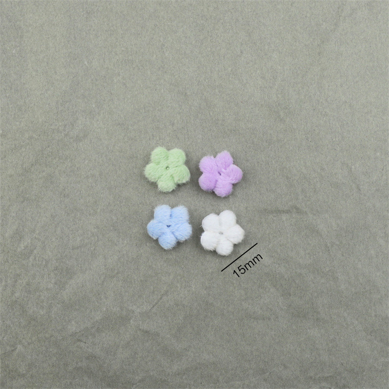 200 pezzi da 1,5 cm peluche piccoli appliques imbottiti di fiori peli fai da te Clip capelli Accessori Accessori cappelli cappelli da cucire patch di cucito