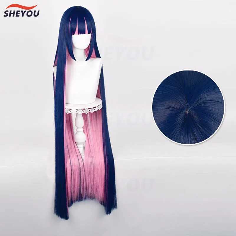 Anime kostuums die anarchie cosplay pruik pruik panty panty kous met kousenbelt 100 cm/120 cm lange hittebestendige synthetische haarpruiken+ pruik dop 240411