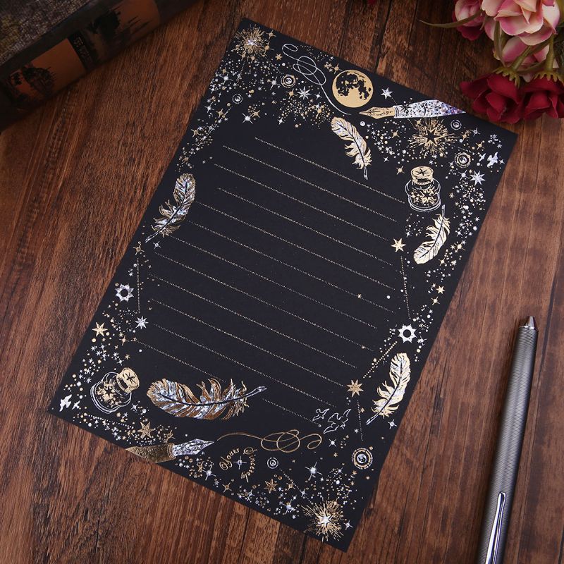 high-end vintage bronzing Feather Blessing Letter Paper Pad Writing Office School Supplies