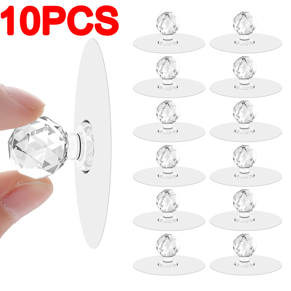 10/Transparent Drawer Handle Punch-free Crystal Self-Adhesive Acrylic Cabinet Wardrobe Furniture Pulls Handles Hanger Hooks