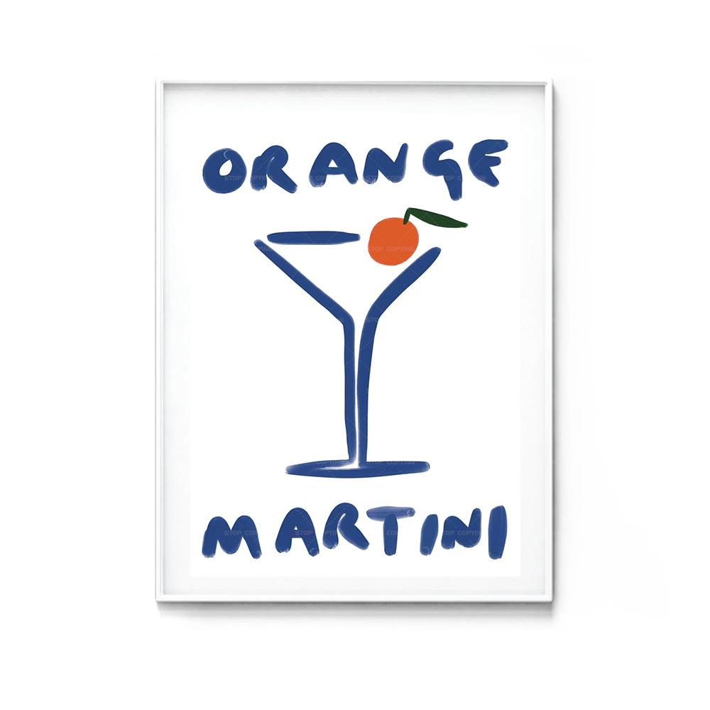 Minimalista cerise laranja pornstar vodka martini coquetel presente arte de parede de parede de pintura pôsteres para decoração de casa da sala