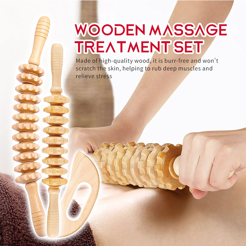 Ny träbehandling Massage Roller Lymfatisk dräneringsmassager Guasha Tool för full kroppsmärta Relief Anti Cellulite FCIAL MASSAGE