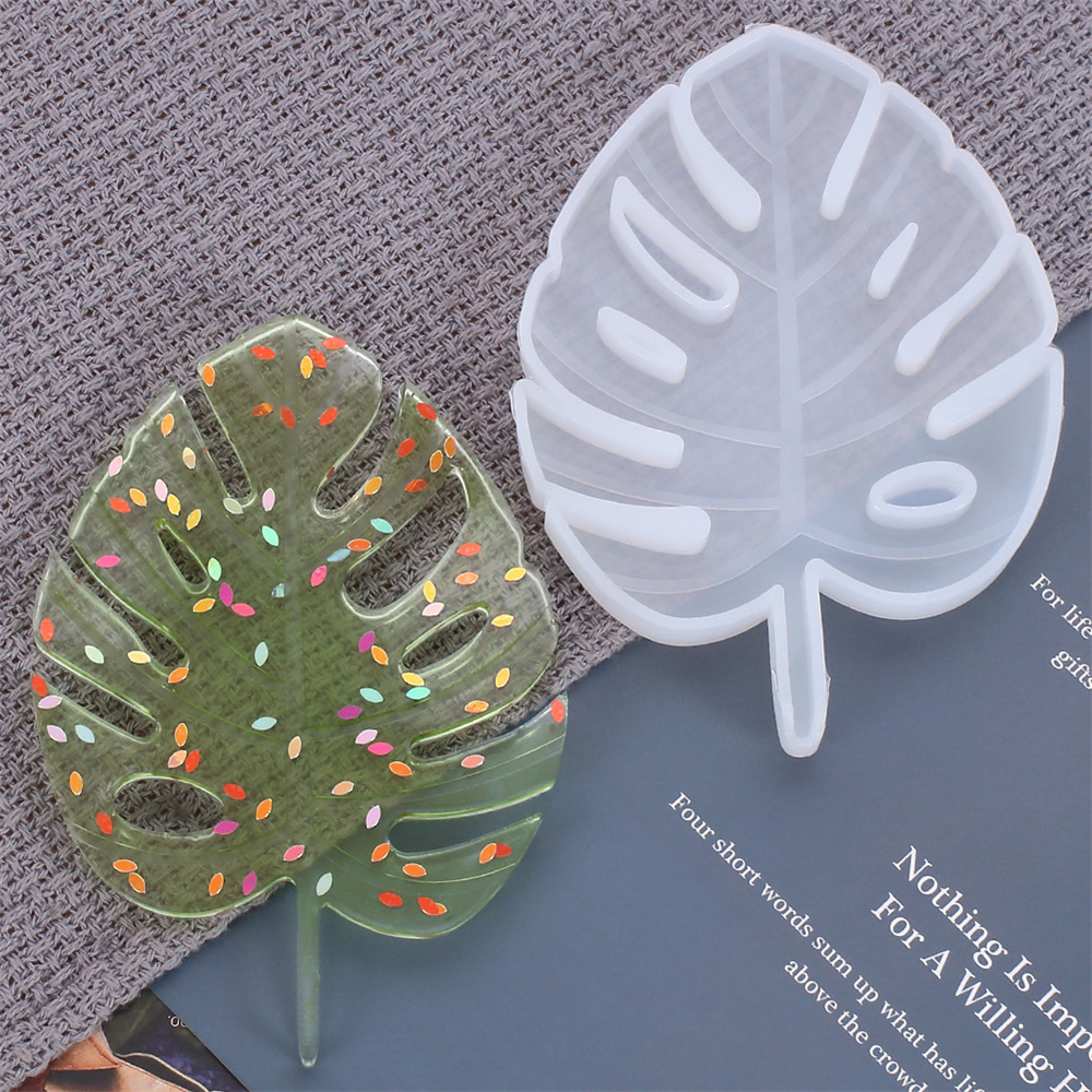 Montera Leaf Silikonformar för DIY Cement Gips Coaster Tray Making Supplies Home Decor Display Plate Harts Cup Mat Mold Mögel