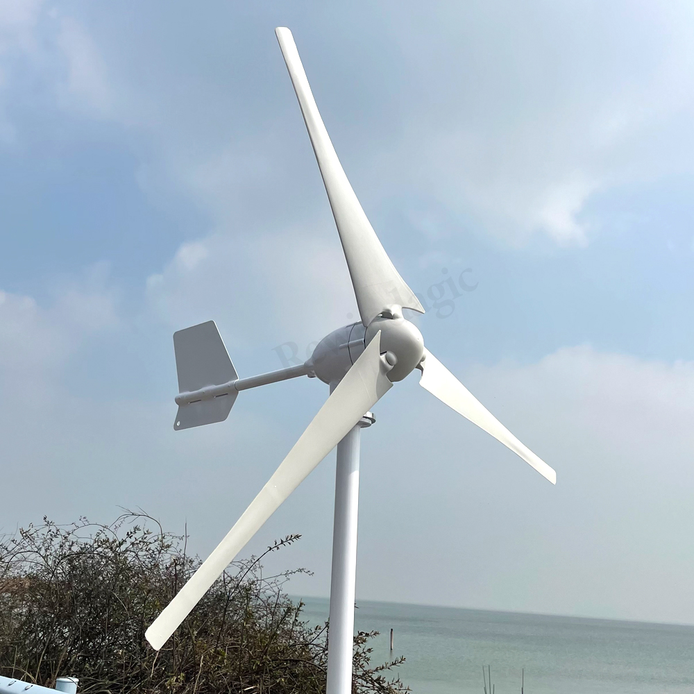 5000W 24V 48V 12V Wind Generator 3 Blades Horizontal Wind Turbine With MPPT Charger Controller and Off Grid Inverter Windmill