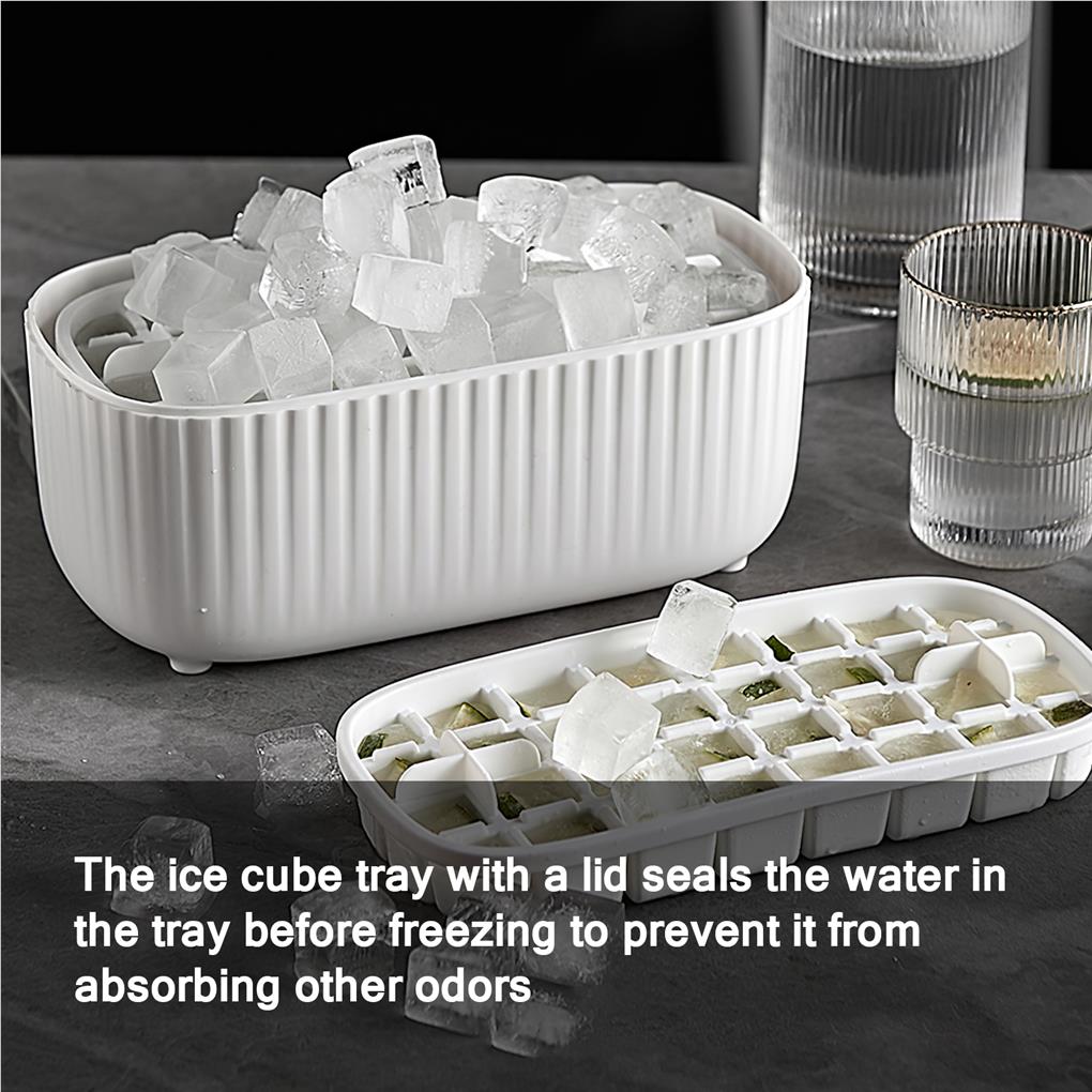 Eisschalen mit Eiswürfel Aufbewahrungsbox 32-Ice Cube Tabletts mit Deckel Lebensmittelqualität PP Eiswürfelform für Home Drink Shop Café Café