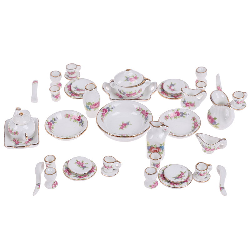 / set 1:12 Dollhouse Miniature Table Varelle Porcelaine Cerramic Tea tasse Plats