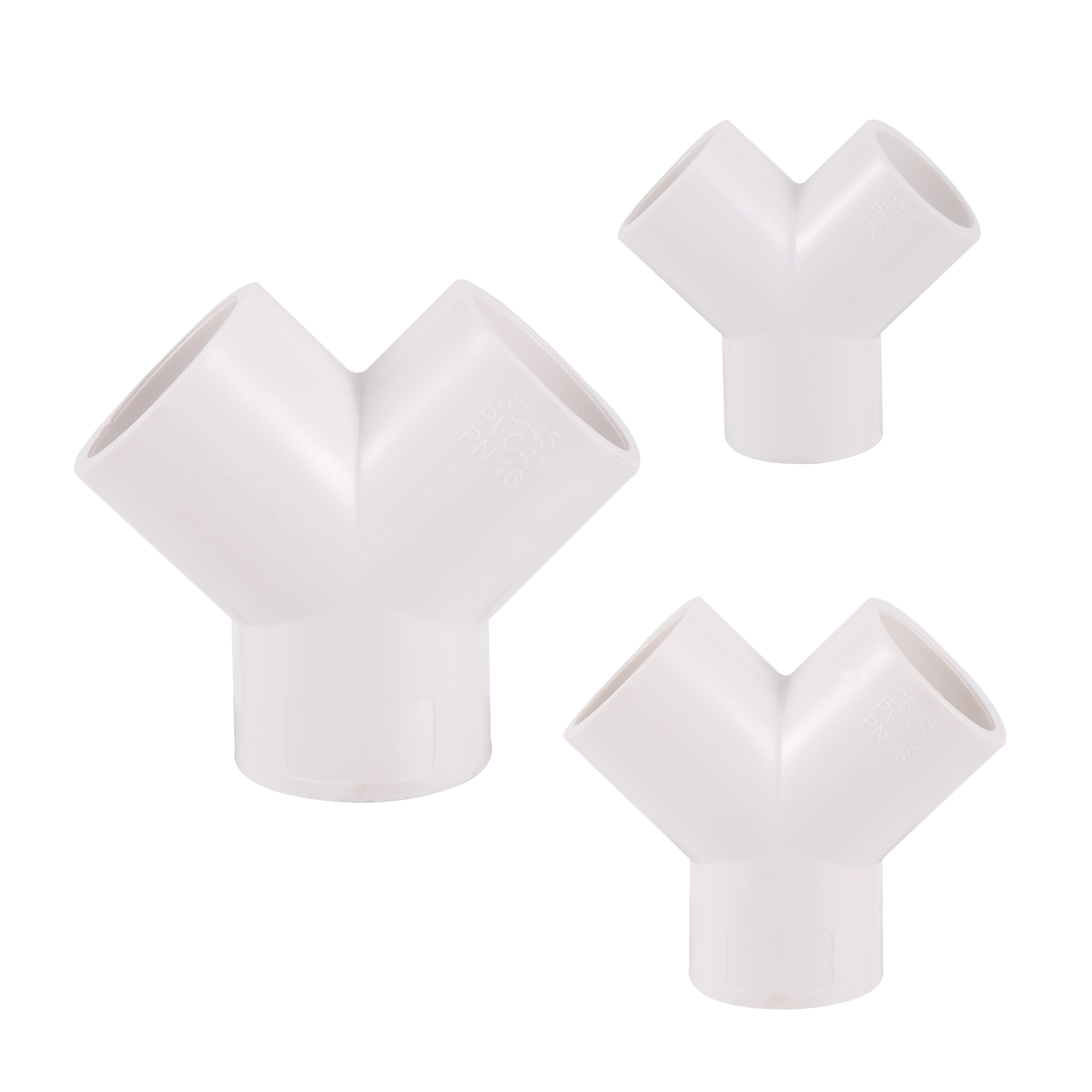 PVC 20-32mm Tee Conector Supplência de água Junta do tubo Y Inclinado com ajustes de tubo de aquário de três peças de três peças de três peças Adaptador branco