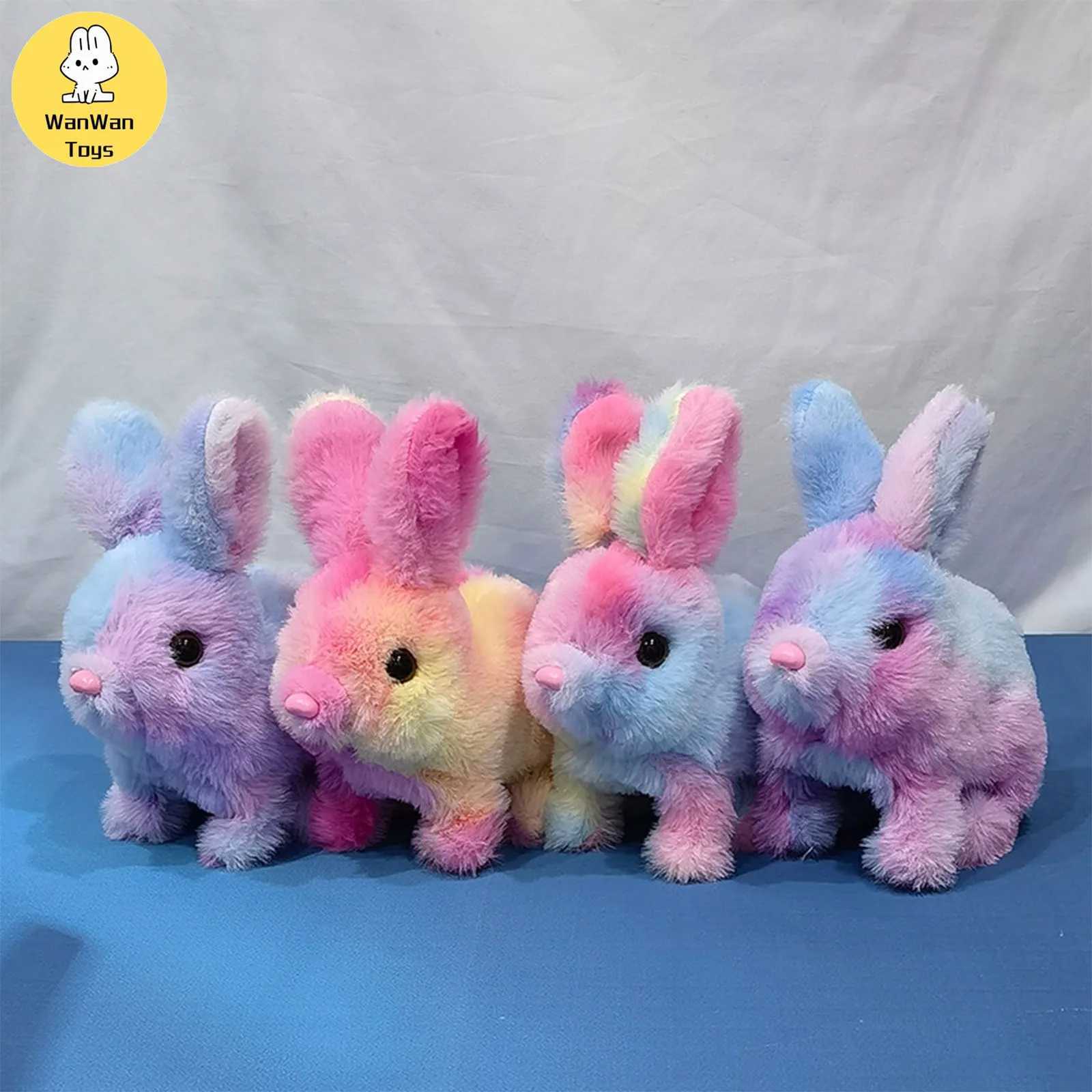 Electric/RC Animals Simulated pet plush electric black eyed camouflage rabbit can jump up and ask children to play with pet electric toysL2404