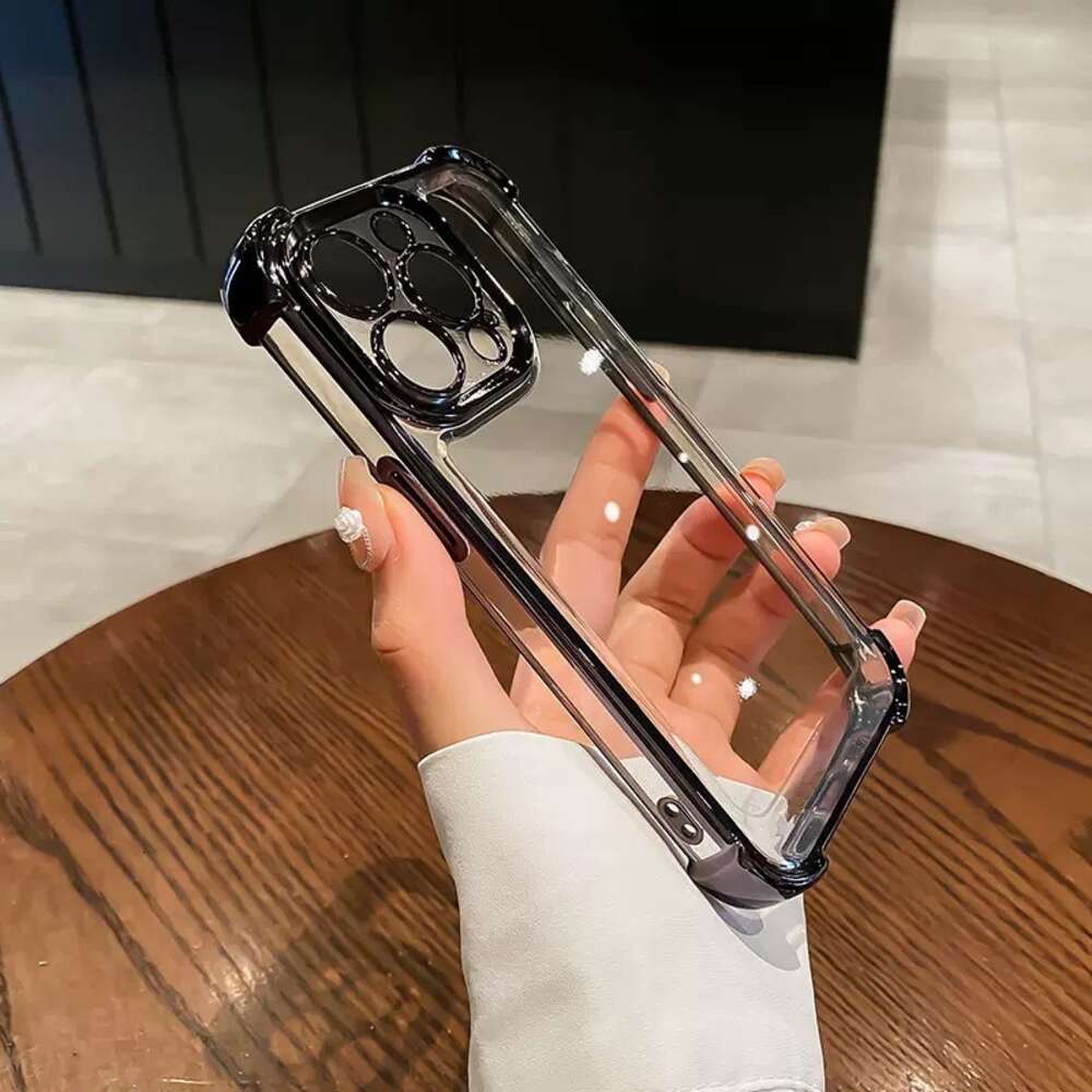 Luxury Plating Clear Full Camera Glass Protector Hard PC Cases Transparent Electroplated Lens Protection Shockproof For iPhone 15 14 13 12 11 Pro Max