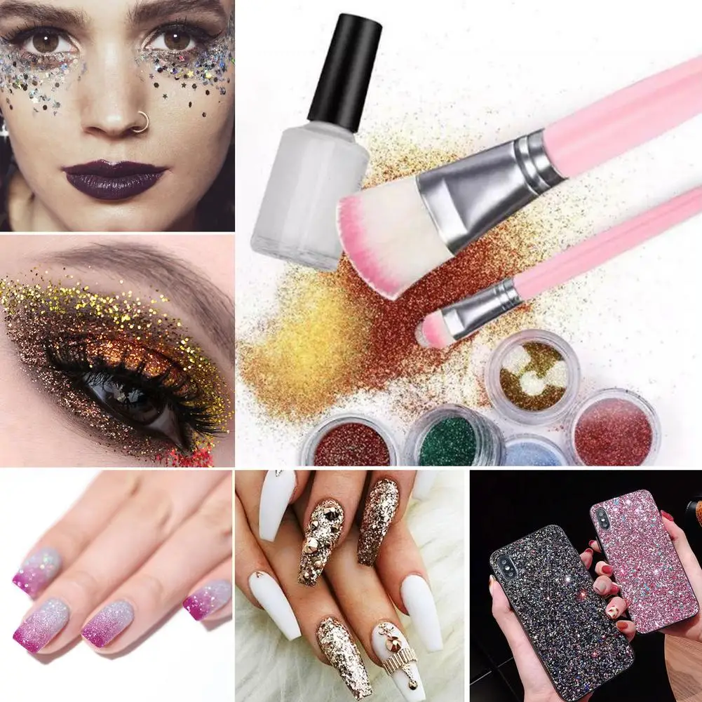 Leveranser 30 färger glitter tatuering set tillfällig lysande makeup kit diy dekorationer 153 mönster ansikts kropp nagel konst parti glänsande kosmetik