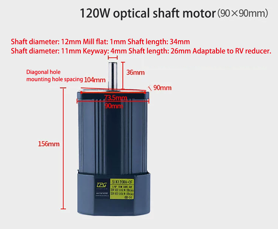 120W 220V Motor do eixo óptico CA 5IK120RA-CF com regulador de velocidade Alto torque