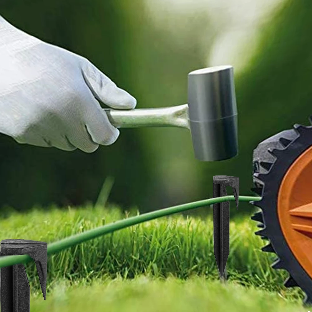 50/100st Garden Lawn Mower Peg Begränsande nagel markspikar Fixingstift för att lägga gränskablar Robot Lawn Mower Accessorie