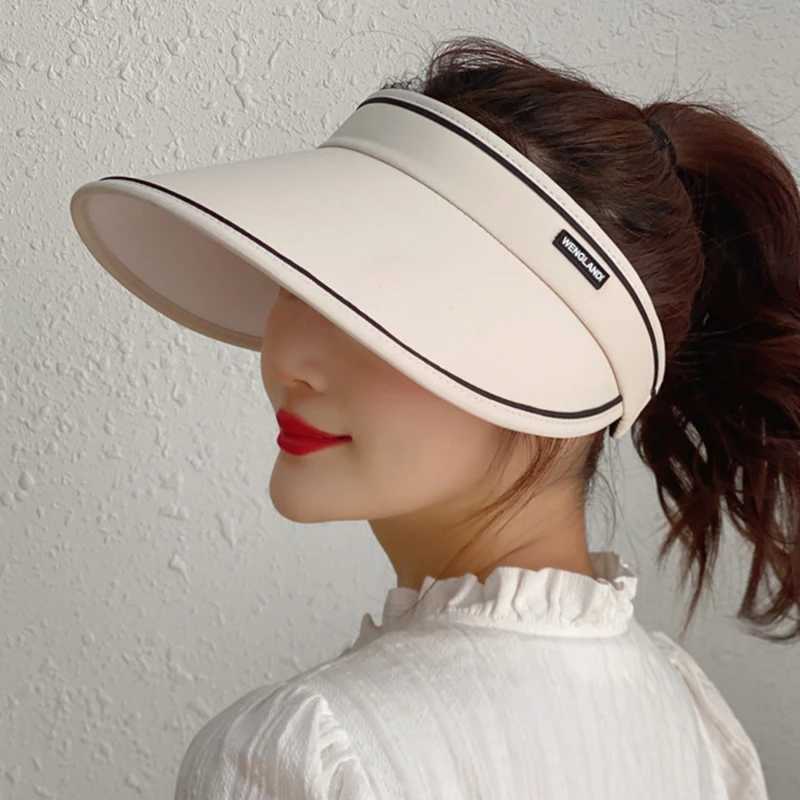 Visors Wide Brim Chapeaux de seau Chapeaux d'été pour femmes pour femmes chapeau de soleil Visor Suncreen Floppy Cap femelle Femelle de baseball décontracté chapeau pour femme UV Protection Soleil Sun 240412