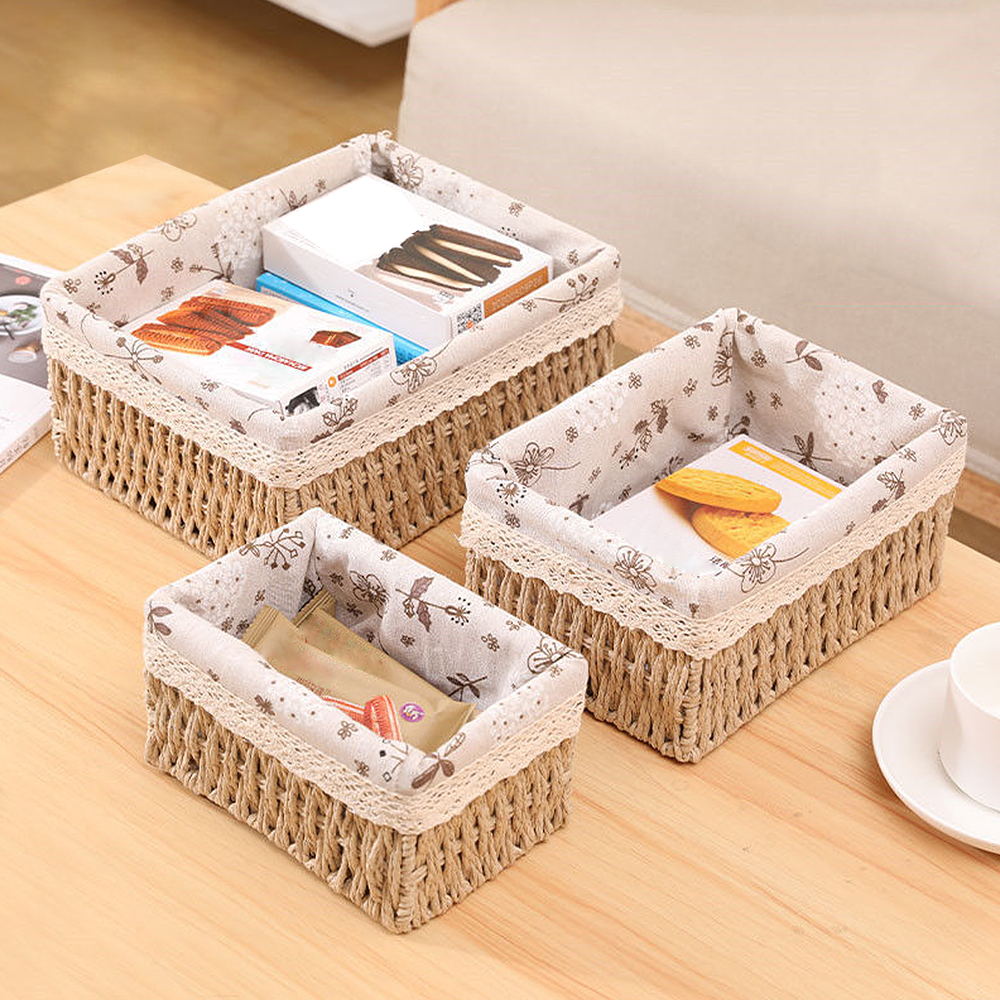 Handmade Storage Box Laundry Hamper Paper Rope Baskets Desktop Sundries Cosmetics Organizer Clothes Book Snack Toys Storage Box