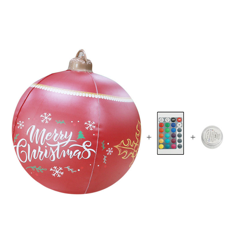 2023 60CM Outdoor Christmas Inflatable Decorated Ball Made PVC Giant Light Glow Large Balls Tree Decorations Outdoor Toy Ball