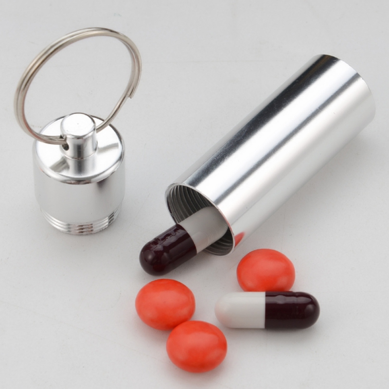 Waterproof Aluminum Alloy Pill Box Portable Medicine Case Capsule Container Bottle Holder Outdoor Pill Case Keychain