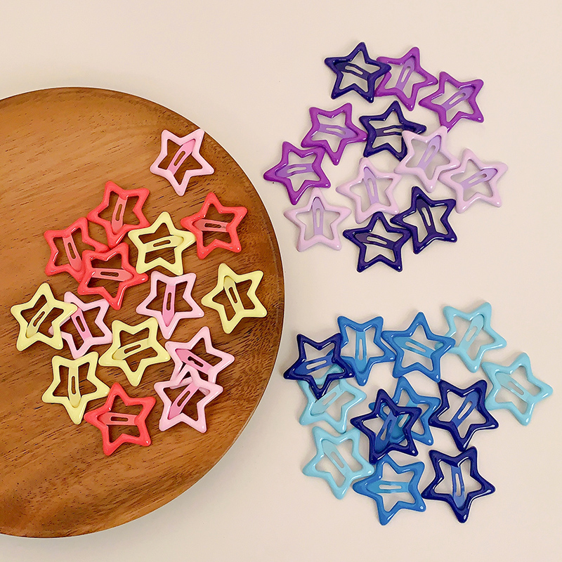 10-100 % Candy Color Star Haarspeld Metal BB Clips Y2K Baby Side Clip Vijfpuntige Star Mini Hairspins Children's Hair Accessoires